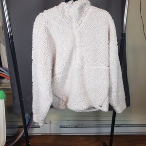 Prana Sheepskin Hoodie Zip Sweater XL Winter Yoga Cream